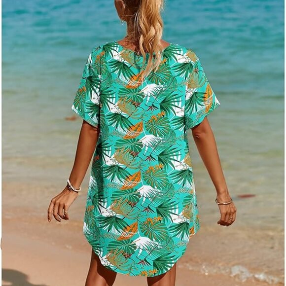 SimpleFun "Swimsuit Coverup" Lace Crochet- V Neck- Dress Beach Cover Up - Picture 9 of 15